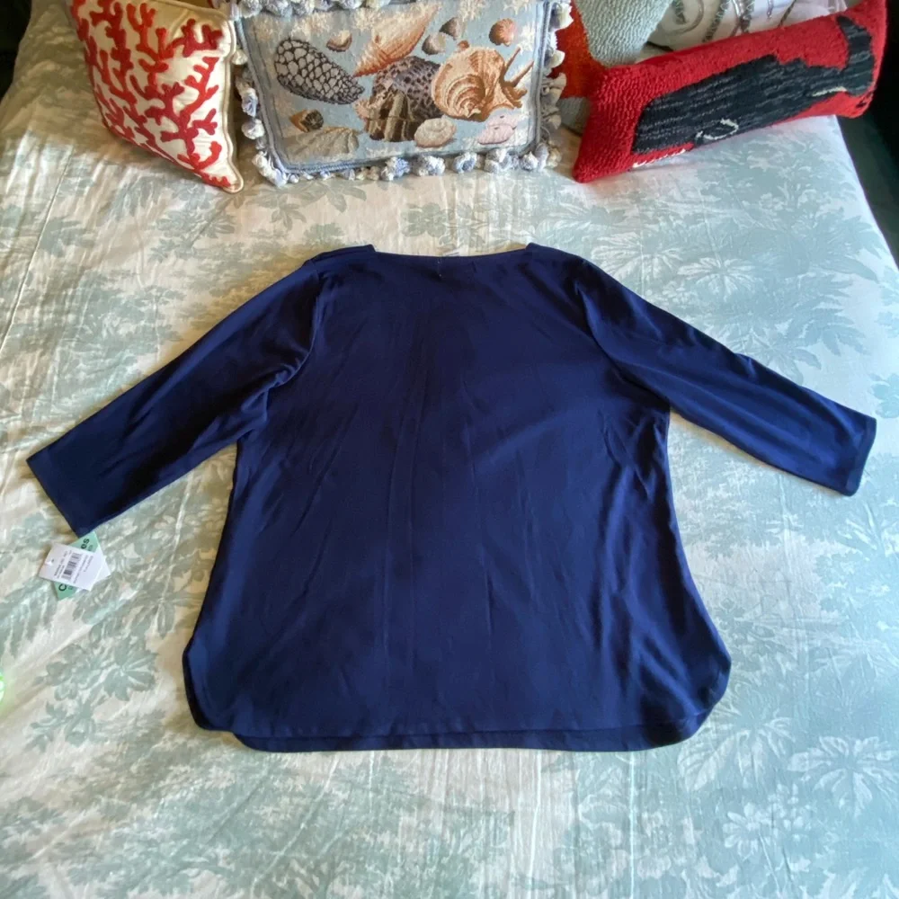 NWT Cathy Daniels Sequin Anchor Boatneck Tee, Petite - Picture 10 of 11
